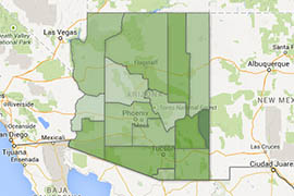 Click above to view an interactive map showing the rate of flu infection and number of cases by Arizona county.