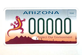 A standard design proposed by Sen. Steve Farley, D-Tucson, would provide a space at left of the license number for an image and-or text and space for a message under the number.