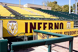 The Inferno student section at Phoenix Municipal Stadium.