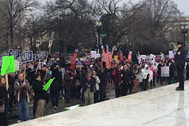 Protesters on both sides of the issue gathered outside the Supreme Court as it considered the latest challenge to Obamacare, King v. Burwell.
