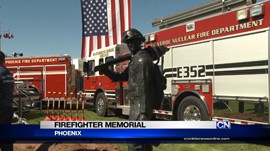 A memorial being constructed outside the State Capitol to honor fallen firefighters will include a bell tower, 10 statutes and removable seating for 400.