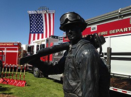 One of the statues that will anchor a memorial outside the State Capitol to Arizona firefighters killed in the line of duty.