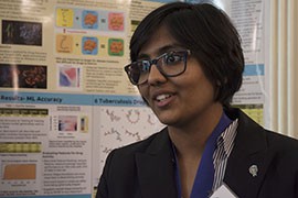 Anvita Gupta, a Scottsdale high school senior, at the White House science fair to talk about her work. Anvita wrote a computer algorithm to find a faster and easier way to develop disease-curing drugs.