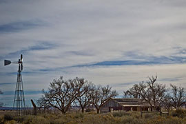 An abandoned building in the Navajo Nation's New Lands area, home to many relocated Navajo families.