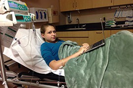Jasmyne Gramza, 14 at the time, undergoing treatment in May 2014 after her platelet levels dropped to a dangerous low.
