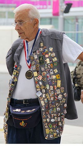 Leonard Braun has been trading Olympic pins for over 30 years. He is in London to look for more.