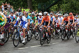 The womens' road race sped through the streets of London Sunday, July 29, 2012.