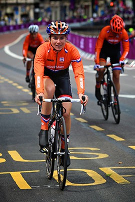 Netherlands' cycling team takes a lap near Hyde Park on Sunday, July 29, 2012.