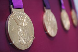 The 2012 Summer Olympics gold medals are on display in The British Museum in London from now until September 9, 2012.