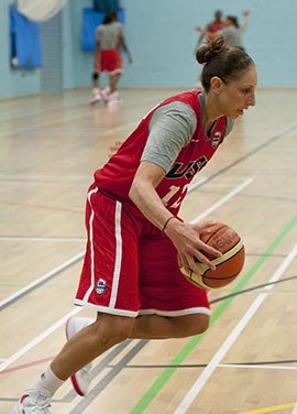Diana Taurasi practices at the University of East London on Sunday, July 29, 2012.