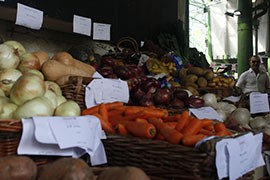 London's Borough Market is famous for its fresh vegetables grown by local farmers. Many boxes of them were on display on July 27, 2012.
