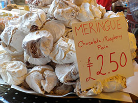 A large pile of meringues were one of the most popular desserts at London's Borough Market on July 27. The market is open Thursday through Saturday at varying times.
