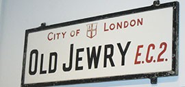 An exhibit at the Jewish Museum London displays on old street sign.