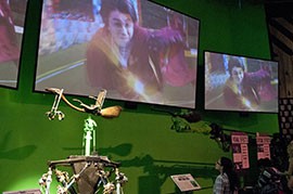 In quidditch, the main sport played in the fictional world of Harry Potter, players fly around on broomsticks. This presented a challenge to filmakers, who used special effects and two custom-made rigs to simulate the actors flying. Two of these rigs are on display at the Warner Bros Studio Tour London, The Making of Harry Potter.