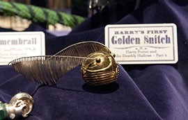One of the Golden Snitch props used in the making of the Harry Potter movies is on display at the Warner Bros Studio Tour London, The Making of Harry Potter. The Golden Snitch is part of a game called quidditch, the main sport played in the magical world of Harry Potter.