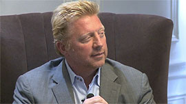 Tennis great Boris Becker meets with reporters in London on Saturday, August 4, 2012.