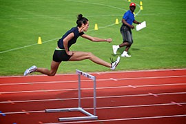 Team USA 400 meter hurdle runner, Georganne Moline, practices on Wednesday, August 1, 2012.