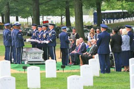 On the 46th anniversary of the day he went missing in action over Vietnam, Air Force Lt. Col. Charles M. Walling of Phoenix, whose body was only recently recovered, receives a burial with full military honors at Arlington National Cemetery.